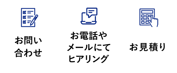 お問い合わせ お電話やメールにてヒアリング お見積り